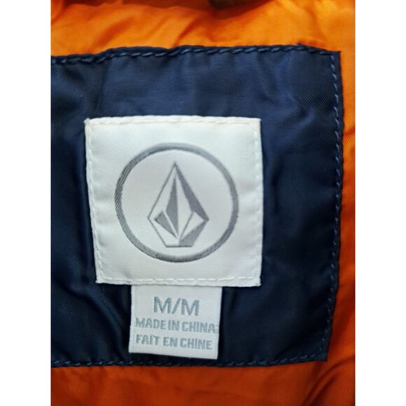 Volcom Men's Navy Brown Orange Puffer Vest Size Medium Outdoor Retro Look - Picture 3 of 6